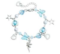 amangul Chaîne de poignet réglable en forme de papillon, cœur, étoile et perles colorées, bijoux tendance, cadeau d'amitié, coloré et réglable, taille unique, Comme décrit