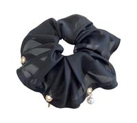 amangul Chouchous élastiques à cheveux faits à la main avec perles pour queue de cheval pour filles - Accessoires de cheveux élastiques antidérapants (noir)