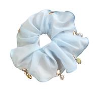 amangul Chouchous élastiques faits à la main avec perles pour queue de cheval pour filles - Accessoires de cheveux élastiques antidérapants (bleu)