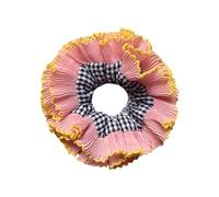 amangul Chouchous vintage en dentelle épais, surdimensionné, élégant en forme de beignet, chouchou pour femme - Support pour queue de cheval - Motif écossais noir
