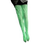 amangul Collants résille phosphorescents pour femme - Pour Halloween - Motif tête de mort - Flamme - Serpent - Pour fête, flamme, XL-5XL