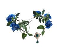 amangul Couronne de fleurs délicate style ethnique pour filles Cosplay Y Serre-tête pour mariée fête de mariage avec pendentif (bleu)