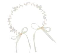 amangul Couronne de fleurs et perles synthétiques réglables pour mariée, demoiselles d'honneur, fête de mariage, accessoires pour cheveux (doré)