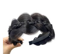 amangul Élégant bandeau tressé en arête de poisson pour une coiffure sans effort et des perruques confortables en fibre synthétique (marron noir)