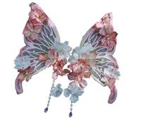 amangul Élégante pince à cheveux faite à la main en forme de papillon en soie pour femme, costume Han à franges sur le côté pour mariage et fête cosplay (comme indiqué)