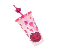 amangul Halloween 710ML Vaisselle surprise à changement de couleur avec couvercle étanche et paille Activé à froid Cadeau d'Halloween