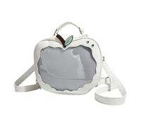 amangul Itabag Sac à bandoulière en cuir synthétique pour femme Motif fruits, blanc, 23×22×8cm