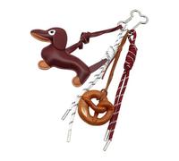 amangul Joli porte-clés en corde tressée avec pendentif en forme de chien saucisse, décoration de sac de voiture pour femme et fille - Chaîne de voiture en chocolat - Porte-clés en corde tressée, C