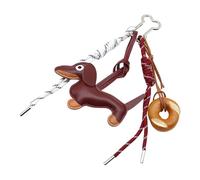 amangul Joli porte-clés en corde tressée avec pendentif en forme de chien saucisse, décoration de sac de voiture pour femme et fille - Chaîne de voiture en chocolat - Porte-clés en corde tressée, a