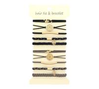 amangul Lot de 10 bracelets chouchous élastiques pour femmes et filles - Pour queue de cheval - Pour cheveux bouclés, lourds et longs (kaki et noir)