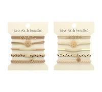 amangul Lot de 10 bracelets chouchous élastiques pour femmes et filles - Pour queue de cheval - Pour cheveux bouclés, lourds et longs (blanc haricot)