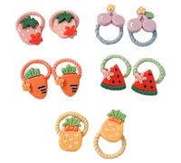 amangul Lot de 10 chouchous élastiques à cheveux pour petites filles et tout-petits avec motifs colorés de fleurs ou de fruits (10 fruits)
