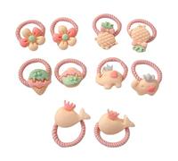 amangul Lot de 10 chouchous élastiques pour petites filles et tout-petits avec motifs colorés de fleurs ou de fruits (10 pièces de crème)