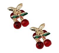 amangul Lot de 2 petites pinces à cheveux en forme de cerises et strass élégantes, en métal, pour femmes et enfants, usage quotidien (couleur transparente)