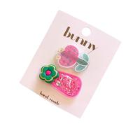 amangul Lot de 2 pinces à cheveux imprimées fleurs scintillantes pour filles - Clip latéral doux pour enfants - Accessoires à porter au quotidien (rose rouge)