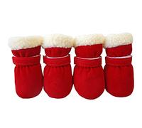 amangul Lot de 4 paires de chaussures antidérapantes pour chiots, coupe-vent, chaussures d'hiver antidérapantes pour chien, chaussures de neige épaisses et chaudes pour l'extérieur