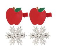 amangul Lot de 4 pinces à cheveux de Noël avec flocons de neige et fruits rouges pour femmes et filles Accessoires de fête