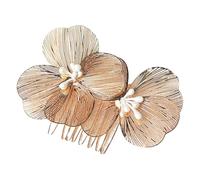 amangul Peigne à cheveux en forme de fleur fait à la main de style baroque - Accessoire de mariage métallique - Pour cérémonie de mariage - Photographie (doré)