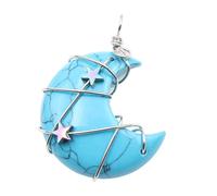amangul Pendentif en forme de croissant d'étoile enveloppé de fil de fer à la mode avec pendentif lune et étoile en pierre naturelle accessoire pour un usage quotidien