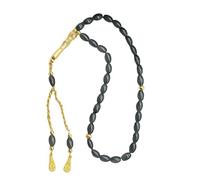 amangul Perles musulmanes Tasbih avec pompons dorés pour cérémonie de méditation et pratique spirituelle (gris)