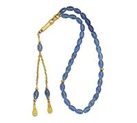 amangul Perles musulmanes Tasbih avec pompons dorés pour cérémonie de méditation et pratique spirituelle (bleu)