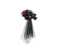 amangul Petit chapeau haut-de-forme punk vintage avec chaîne d'engrenages en métal et bordure en dentelle - Coiffe vintage unisexe pour Halloween, fête, cosplay (dentelle noire et rouge)