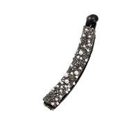 amangul Pince à cheveux banane en strass pour queue de cheval - Décoration pour cheveux épais et fins - Ajoute de la mode à n'importe quel look (perles noires)