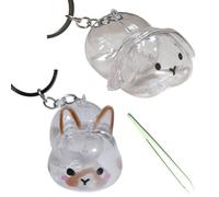 amangul Porte-clés Collecteur De Poils en Forme Lapin Capacité Étui Rangement en Plastique Transparent pour Fourrure d'animaux Compagnie Pendentif avec Pince À Épiler Pendentif Souvenir