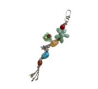 amangul Porte-clés coloré avec perles pour téléphone - Design floral unique - Multifonctionnel - Bijoux pour dames - Pendentif artistique en résine pour sacs, Vert, taille unique