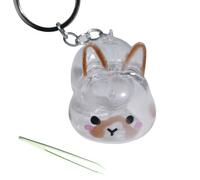 amangul Porte-clés transparent en forme de lapin avec pince à épiler pour ranger les poils d'animaux domestiques