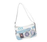 amangul Sac à bandoulière élégant pour femme avec affichage de badge et sangle réglable, joli sac à bandoulière pour étudiants, blanc/bleu