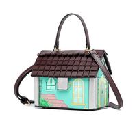 amangul Sac à bandoulière en forme de maison de Noël pour femme avec bandoulière multifonction en polyuréthane - Accessoires amusants, Vert, One Size