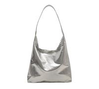 amangul Sac à bandoulière fonctionnel en cuir PU de grande capacité, sac à main délicat pour le travail, l'école et les voyages, cuir PU souple, Argenté., One Size