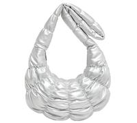 amangul Sac à bandoulière matelassé matelassé de grande capacité en cuir PU de couleur unie avec fermeture éclair pour femme, Argenté., One Size