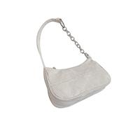 amangul Sac à bandoulière vintage avec fermeture éclair rayée en velours côtelé pour femme et fille, blanc, One Size