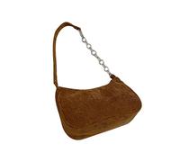 amangul Sac à bandoulière vintage avec fermeture éclair rayée en velours côtelé pour femme et fille, marron, One Size