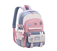 amangul Sac à dos d'école pour filles, sac d'ordinateur portable, grand sac à livres avec épingles et pendentif, E, S