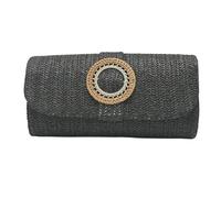amangul Sac à main de soirée, sac à main d'été, sac à bandoulière tissé, sac à bandoulière en paille, pochettes, sac à main pour femme, Noir , One Size