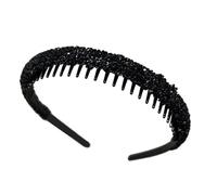 amangul Serre-tête à dents noires pour filles - Élastique souple - Haute élasticité - Accessoire pour cheveux polyvalent - Noir