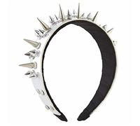 amangul Serre-tête à pointes gothiques à rivets pour homme - Style punk steampunk - En cuir - Blanc