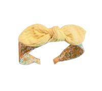 amangul Serre-tête doux et large avec nœud noué pour fille - Motif floral - Accessoire de mode - Jaune