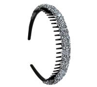 amangul Serre-tête élastique doux à dents noires pour filles - Accessoire pour cheveux polyvalent (argenté)