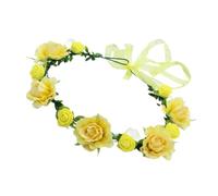amangul Serre-tête élégant avec fleurs pour carnaval, fête, mariage, cérémonie (jaune)