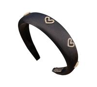 amangul Serre-tête étincelant avec strass en forme de cœur pour femmes et filles, bandeau confortable pour diverses occasions (noir)