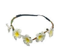 amangul Serre-tête fleur de plumeria artificielle pour concours de beauté, bal de fin d'année, mariage, accessoires de cheveux (blanc)