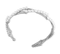 amangul Serre-tête pliable tendance coréen pour femme avec motifs antidérapants et fausses perles (gris)