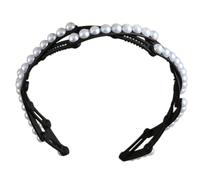 amangul Serre-tête pliable tendance coréen pour femme avec motifs antidérapants et fausses perles (noir)