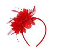 amangul Serre-tête style années 1900 à plumes pour carnaval, fête, décoration de cheveux antiques avec bande souple pour festival de musique (rouge)
