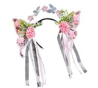 amangul Serre-tête transparent avec fleurs et pompons pour les occasions romantiques et jeux de rôle (comme indiqué)