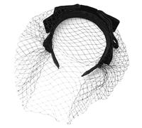 amangul Serre-tête vintage en maille avec voile noir des années 1920 - accessoire de coiffure pour décoration de cheveux pour fêtes de mariage d'Halloween (noir sans diamant)